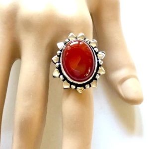 Carnelian Gemstone Boho Style Ring Sz 8